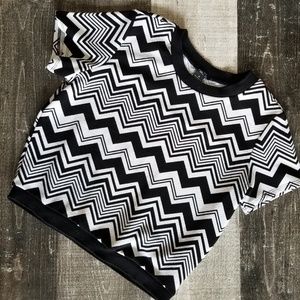 Chevron Black & White Crop Top Tee